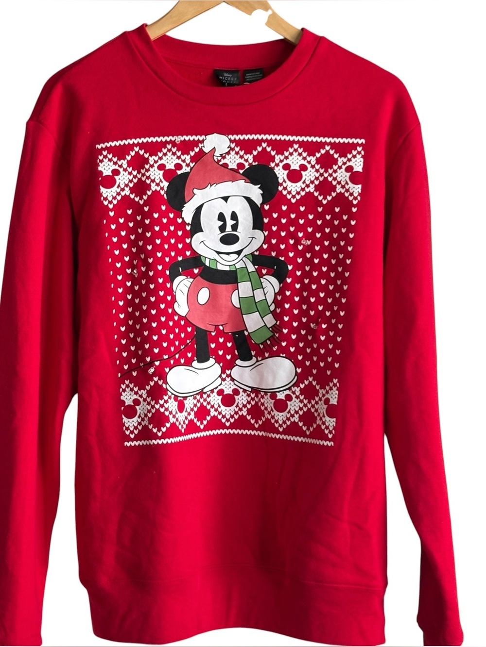 Disney Mickey Mouse NWT Christmas Sweatshirt Size Medium Holiday Red